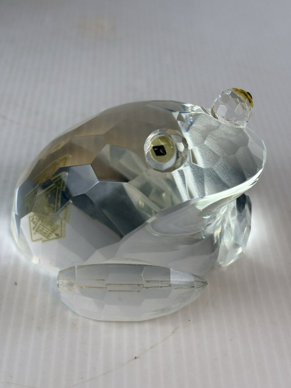Shannon Crystal Ireland Faceted Sitting Frog Paperweight 3" Marked Glass